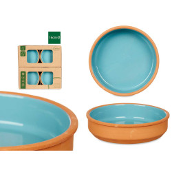 SET 4 CASSEROLES ARGILE 16 CM COULEUR BLEU