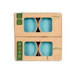 CONJ 4 CAÇAROLAS DE BARRO 16 CM  COR AZUL