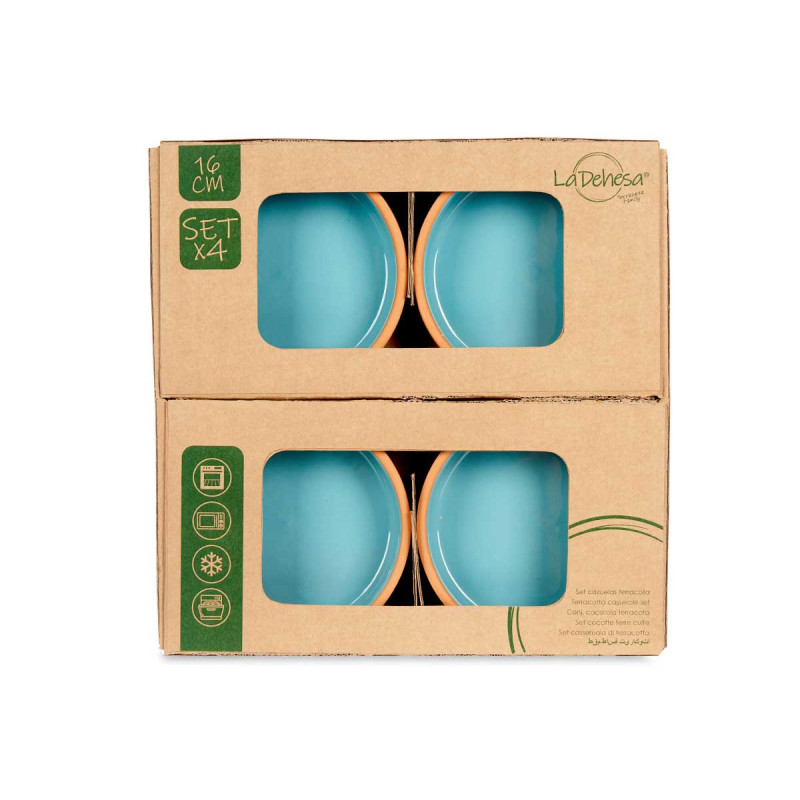 SET 4 CAZUELAS BARRO 16 CM COLOR AZUL