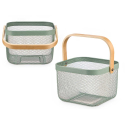CESTA QUADRATA MANICO VERDE