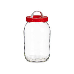 POT VERRE 2L COUVERCLE ROUGE AVEC ANSE 