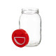 2L GLASS JAR WITH RED LID AND HANDLE 