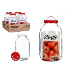 5L GLASS JAR WITH RED LID AND HANDLE 