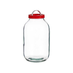 POT VERRE 5L COUVERCLE ROUGE AVEC ANSE 
