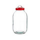 5L GLASS JAR WITH RED LID AND HANDLE 
