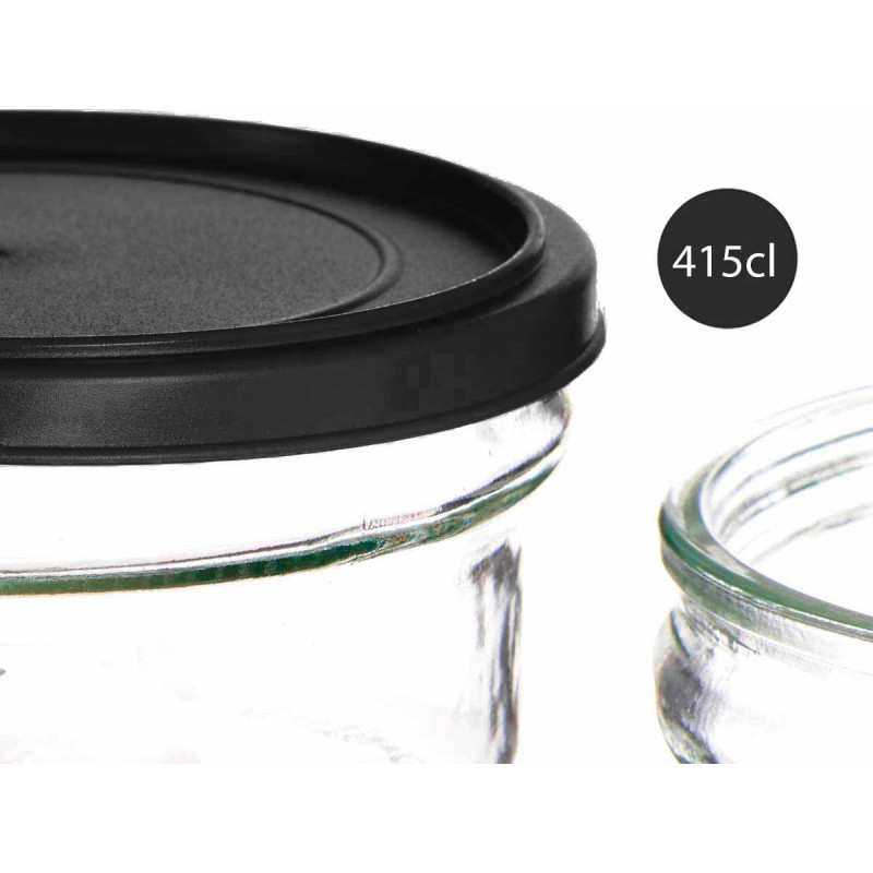 RECIPIENTE VIDRO REDONDO 415ML PRETO 