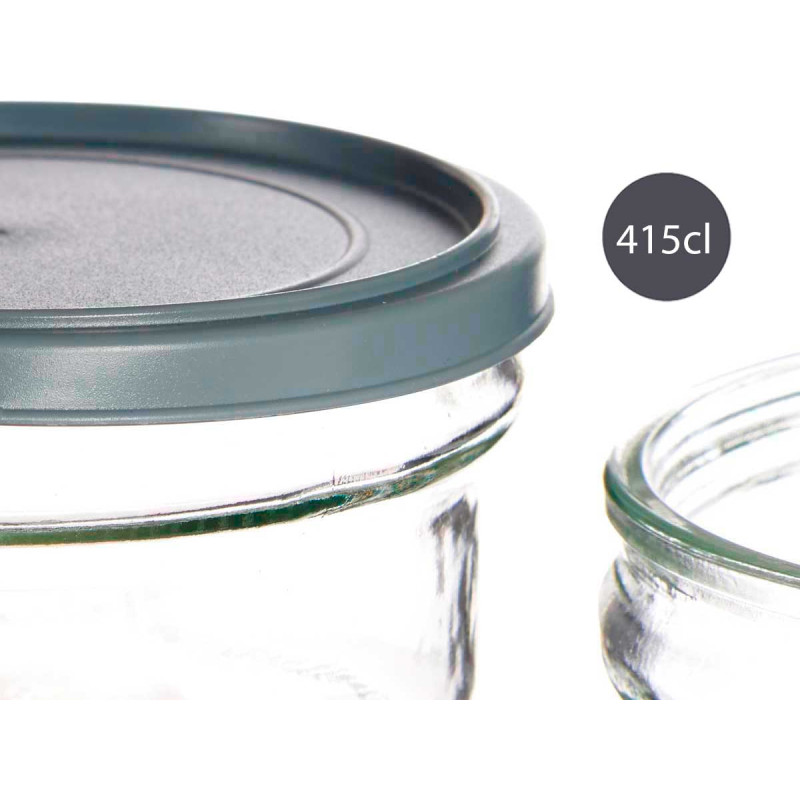 RECIPIENTE VIDRO REDONDO 415ML CINZENTO  