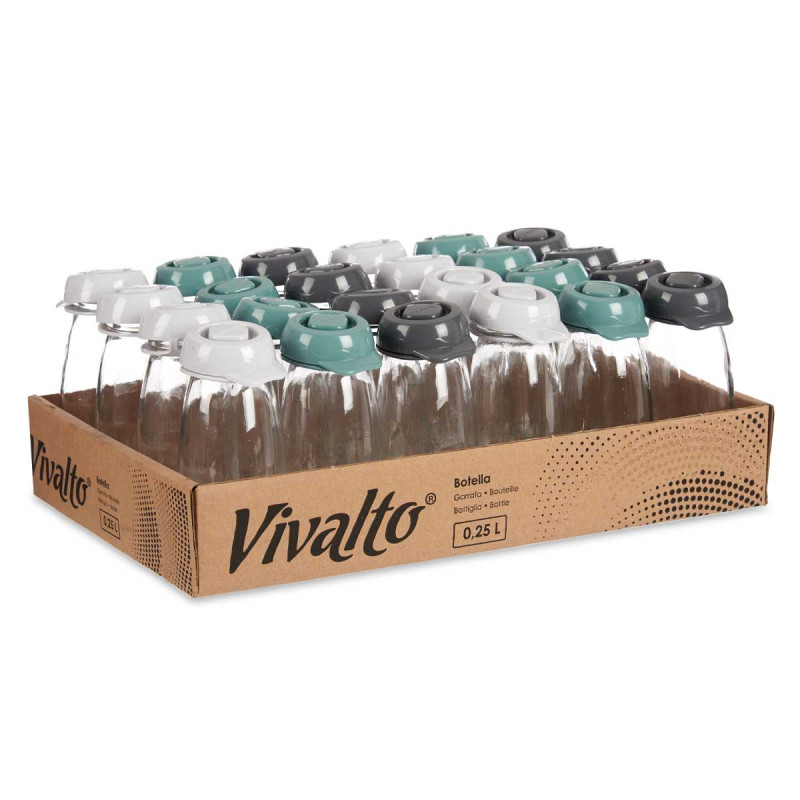 GARRAFA VIDRO 250ML SORT 3 SORT 3 CORES
