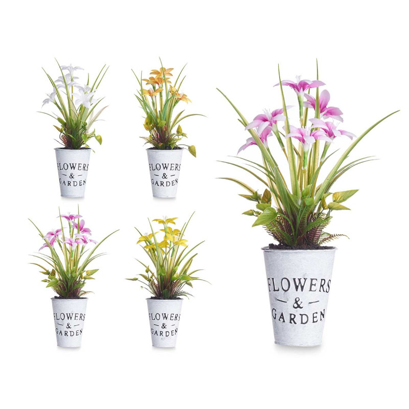 OPEN FLOWER PLANT METAL POT ASSORT 4 SMALL