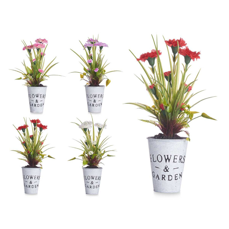 CARNATION PLANT METAL POT ASSORT 4