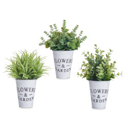 VASO METAL C PLANTAS VERDES 23CM SORT 3