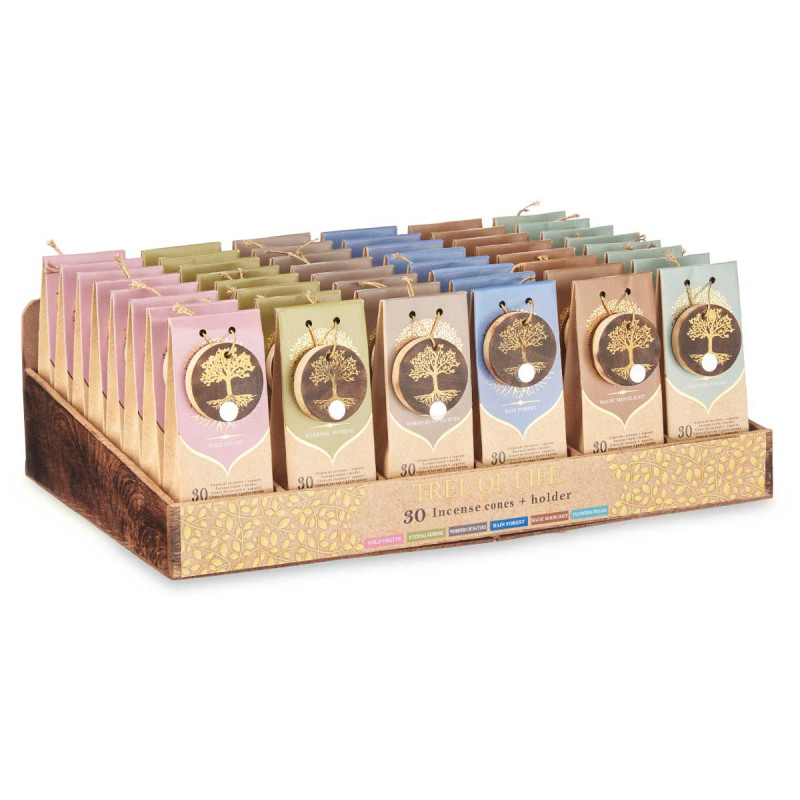 30 CÔNES D'ENCENS SUPPORT EN BOIS ASSORTIS 6