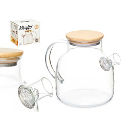 TETERA BOROSILICATO TAPA BAMBU 1,2L