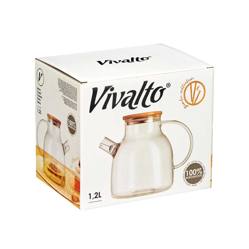 TETERA BOROSILICATO TAPA BAMBU 1,2L