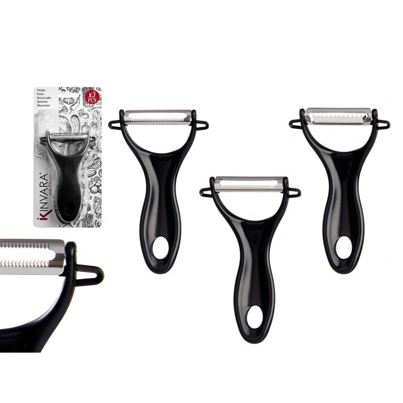 SET 3 BLACK KITCHEN PEELERS