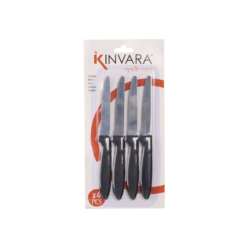 SET 4 COUTEAUX DENTÉS NOIRS