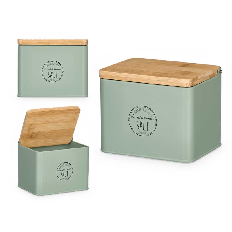 SALIÈRE COUVERCLE BAMBOU VERT MENTHE