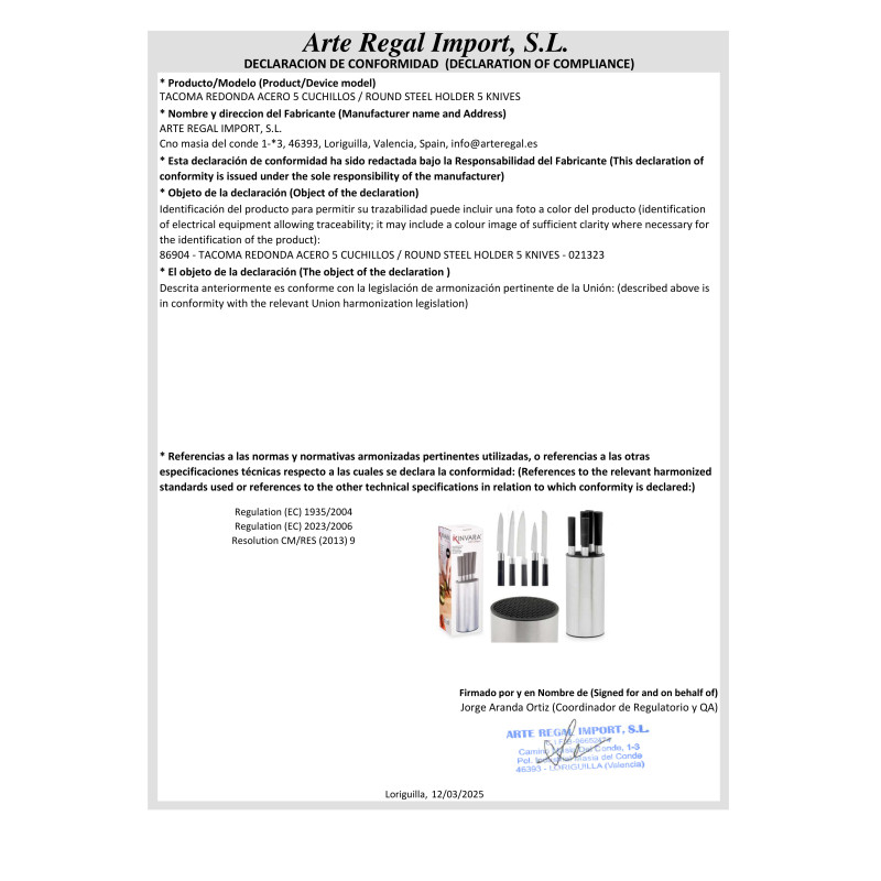 TACOMA ACCIAIO ROTONDO 5 COLTELLI