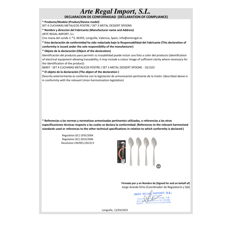 SET 3 METAL DESSERT SPOONS 