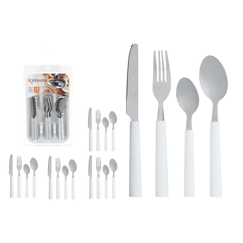 SET 16 PCS COUVERTS AVEC PORTE-COUVERTS BLANC