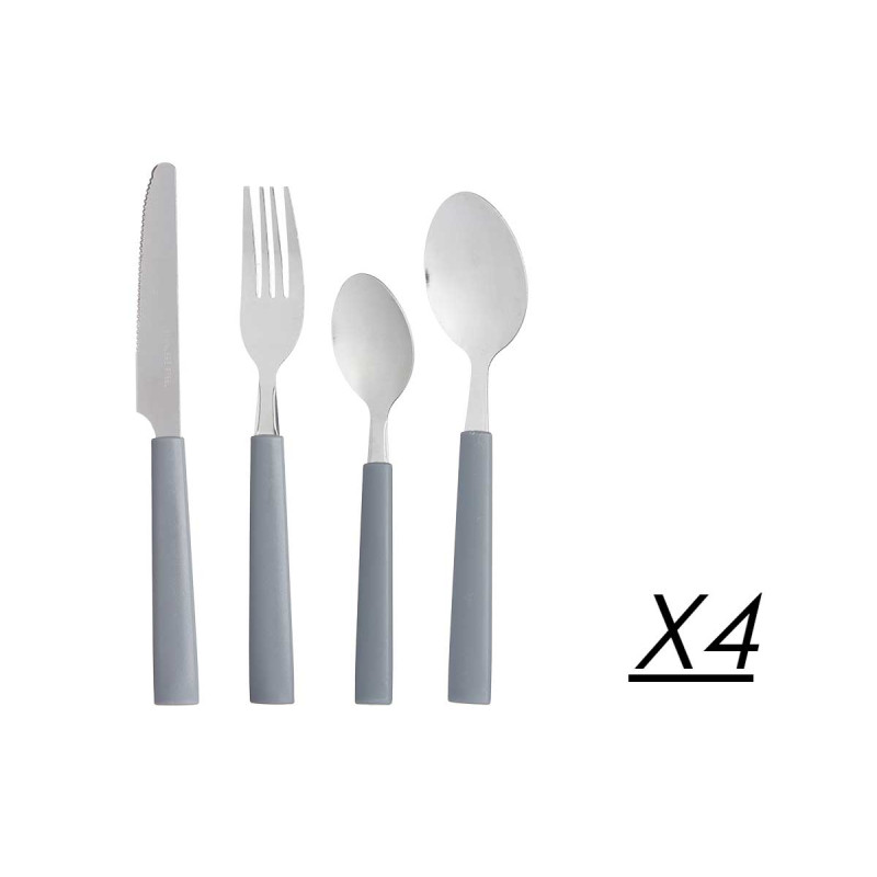 SET 16 PCS COUVERTS AVEC PORTE-COUVERTS GRIS