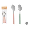 CONJ 6 COLHERES SORT 2 VERDE MENTA ROSA