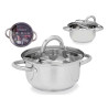 CASSEROLE ACIER DE 18 CM AVEC COUVERCLE EN VERRE