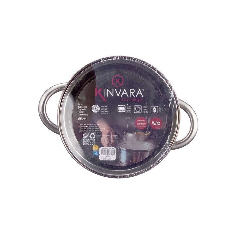 CASSERUOLA ACCIAIO 18 CM COPERCHIO VETRO