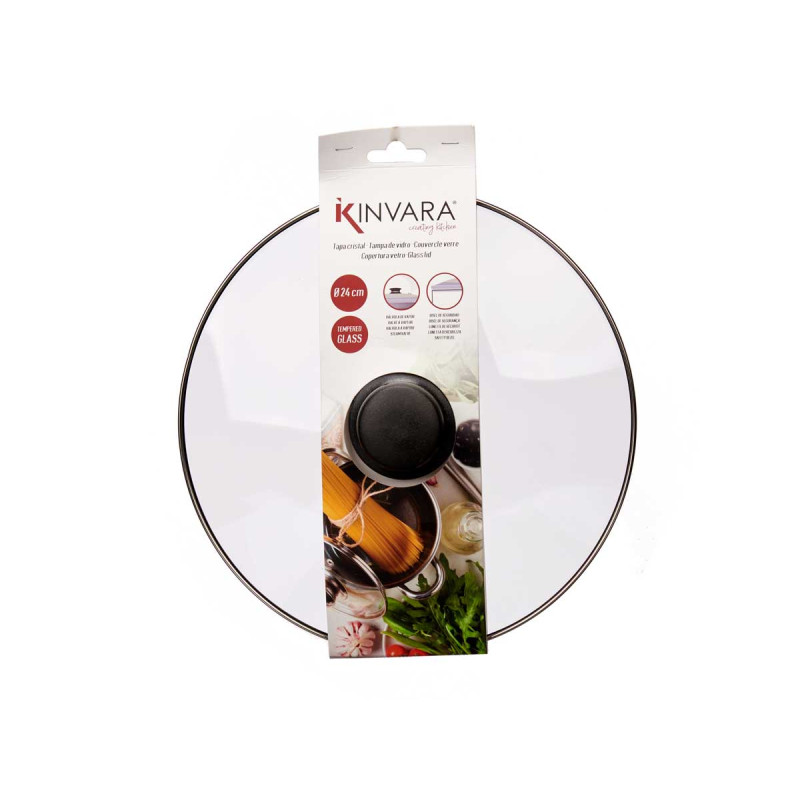 COUVERCLE EN VERRE BORD ARGENTÉ 24CM