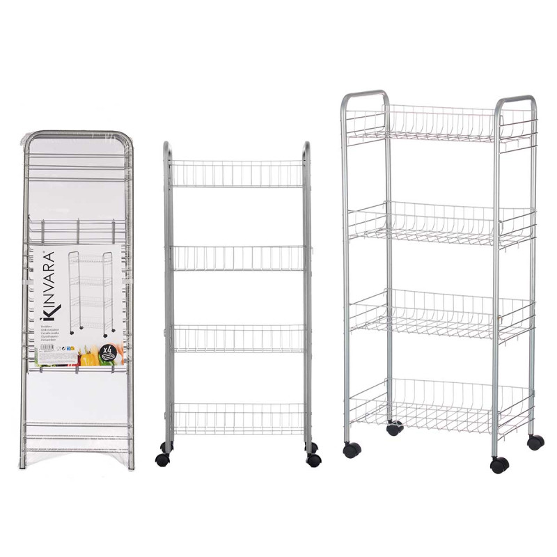 4-TIER METAL GREENGROCER WITH WHEELS