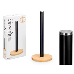 SUPORTE PARA ROLOS COZINHA EM BAMBU PRETO