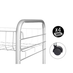 4-TIER METAL GREENGROCER WITH WHEELS