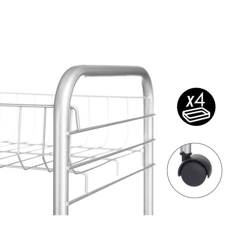 4-TIER METAL GREENGROCER WITH WHEELS