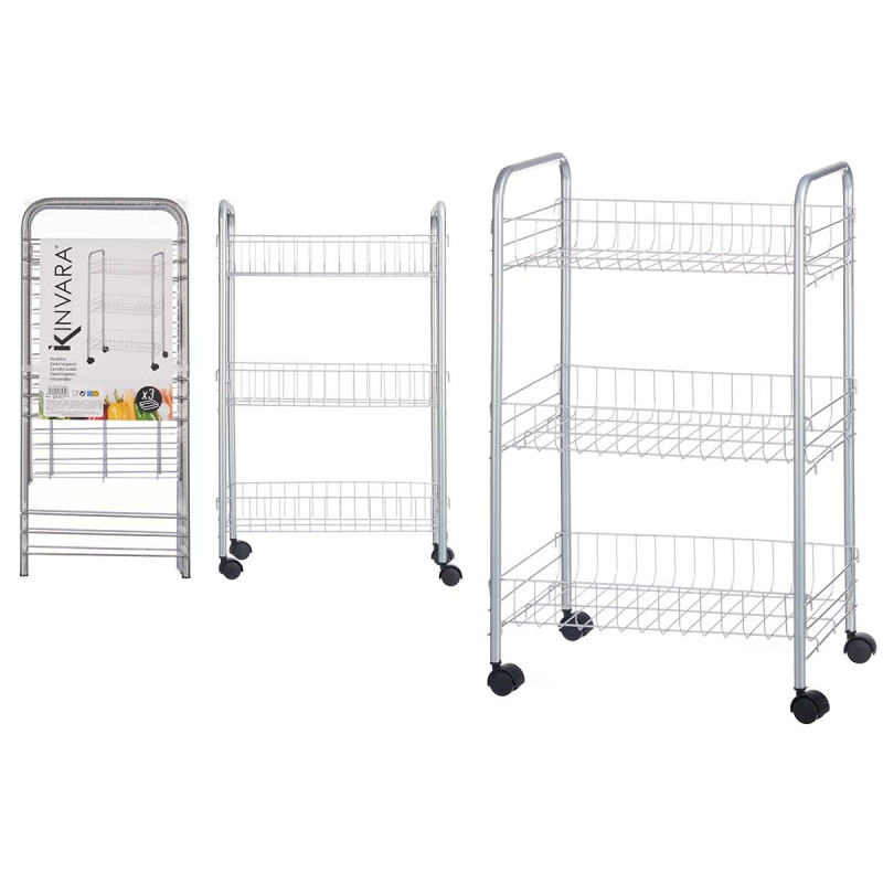 3-TIER METAL GREENGROCER WITH WHEELS