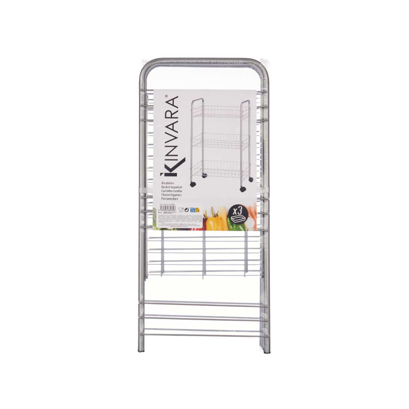 CARRELLO 3 PIANI METALLICO CON RUOTE
