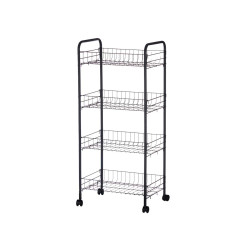 CARRINHO COZINHA 4 NIVEIS METALICO PRETO COM RODAS