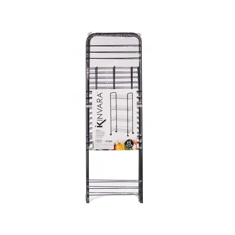 CARRINHO COZINHA 4 NIVEIS METALICO PRETO COM RODAS