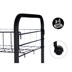 CARRINHO COZINHA 3 NIVEIS METALICO PRETO COM RODAS