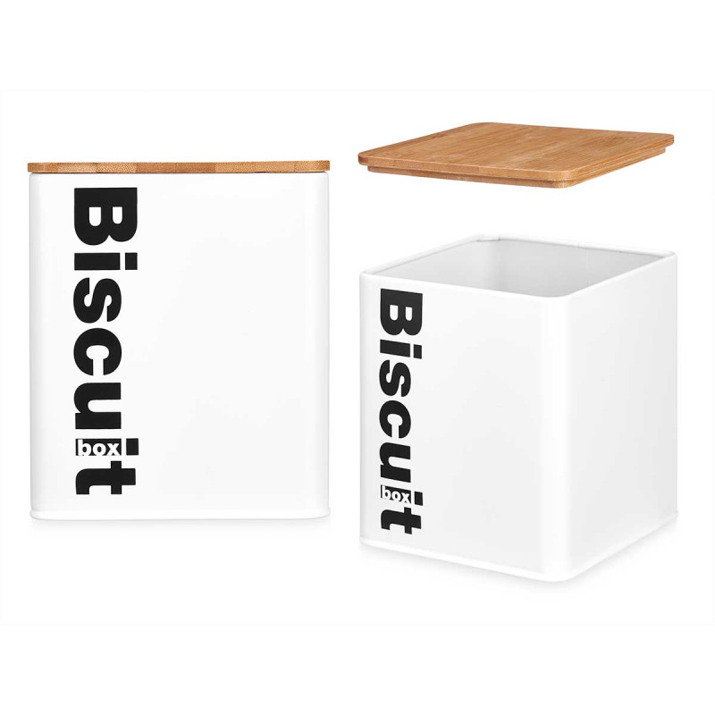 CONTENIT METAL QUADRAT BISCUIT BIANCO COP BAMBÙ