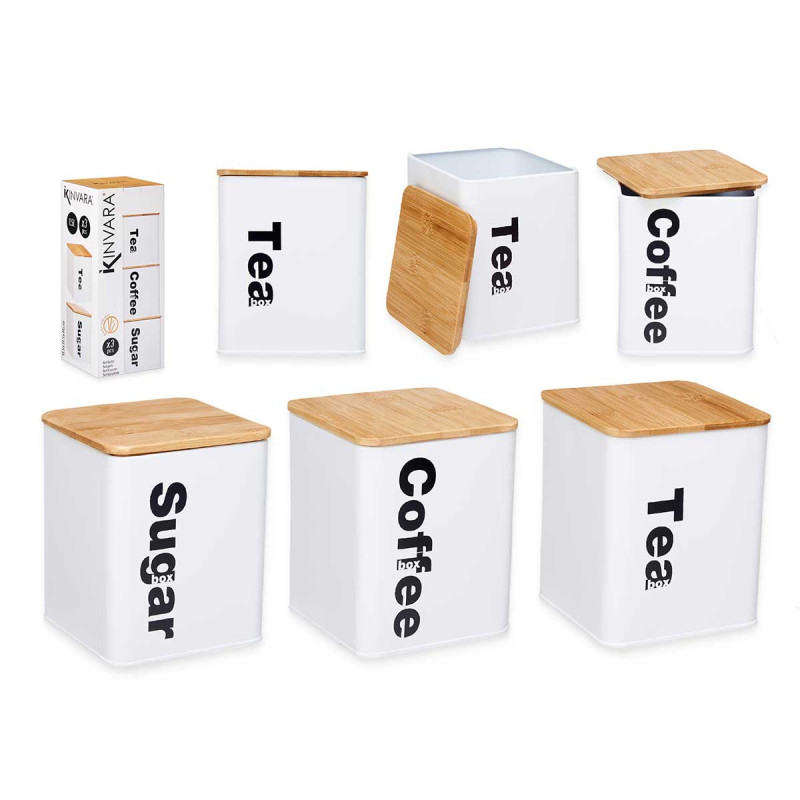SET 3 PZ CONTENITORE METALLO BIANCO BAMBÙ 1,3 L