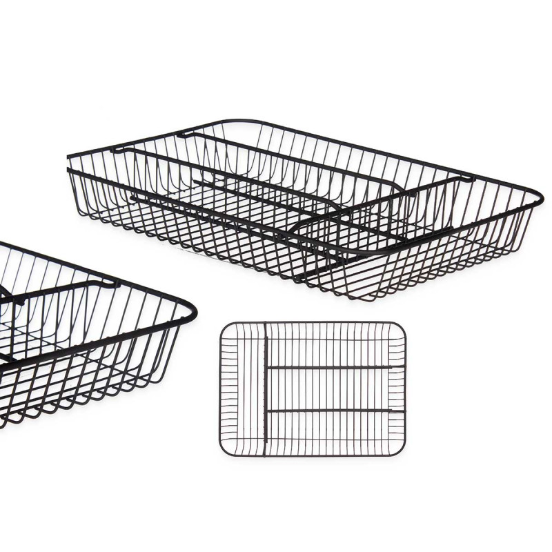 METAL CUTLERY TRAY 4 COMPARTMENTS BLACK