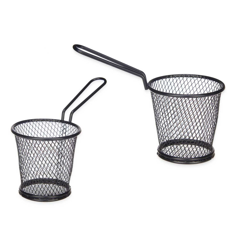 BLACK ROUND APPETIZER HOLDER W HANDLE
