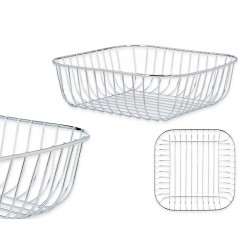SQUARE METAL FRUIT BOWL CHROME PLATED