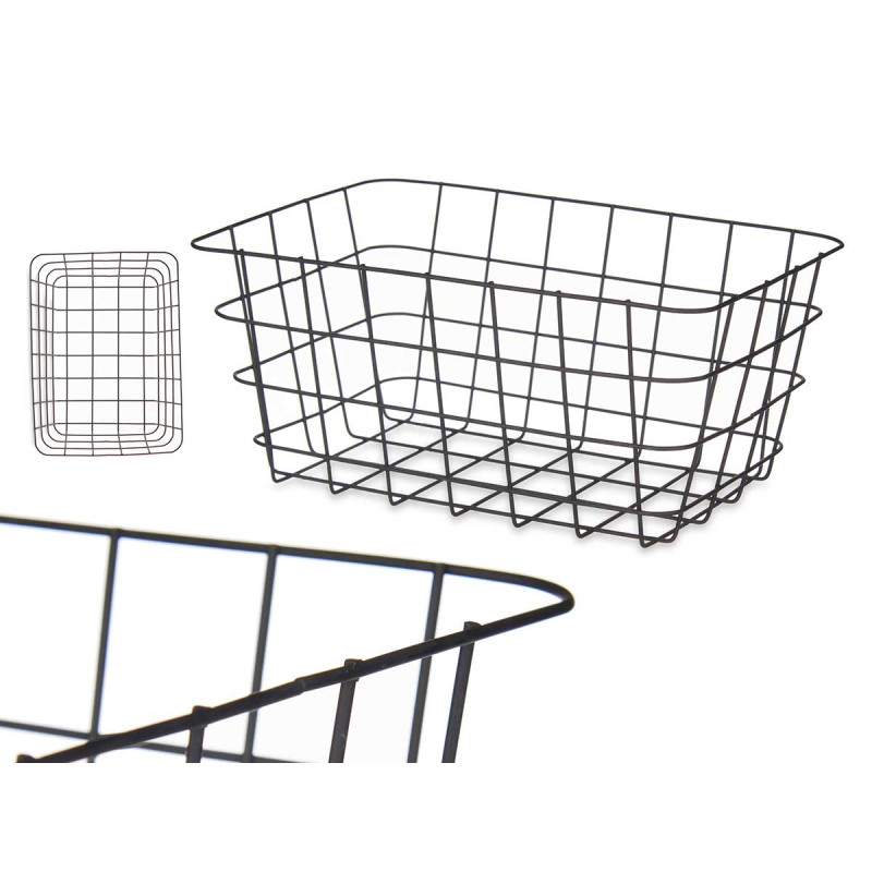CESTA METAL NEGRA NECTANGULAR MED