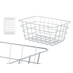 BLACK METAL SQUARE BASKET CHROME PLATED MEDIUM