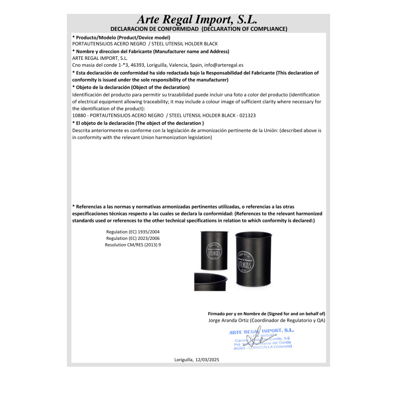 PORTE-USTENSILES EN ACIER NOIR 