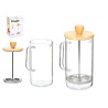 BOROSILICATE TEAPOT WITH PLUNGER  BAMBOO LID 600ML