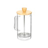 BOROSILICATE TEAPOT WITH PLUNGER  BAMBOO LID 600ML