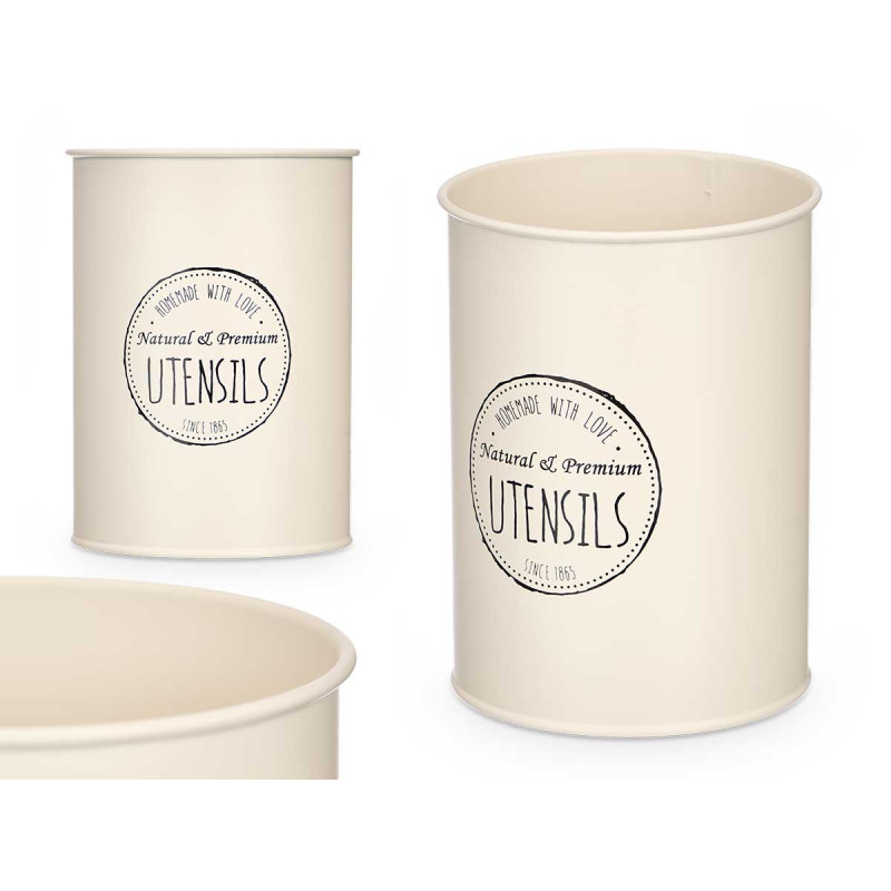 SUPORTE PARA UTENSILIOS EM AÇO BRANCO CREME