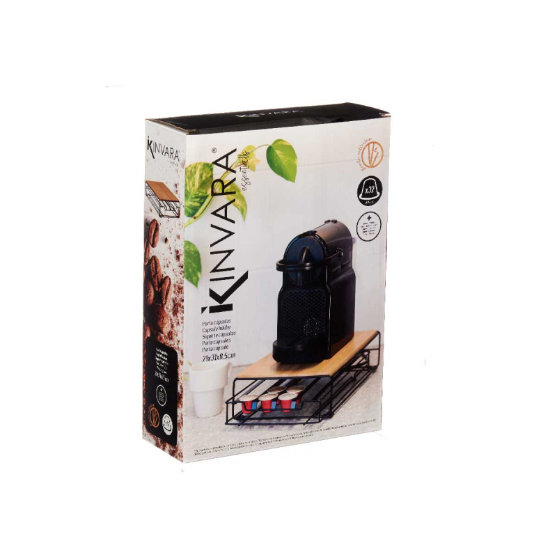 PORTE-CAPSULES CAFE EN MÉTAL BAMBOU 32 CAPSULES